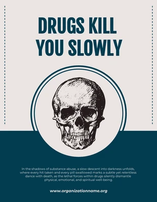 Free  Template: Beige And Dark Teal Minimalist Drug Awareness Poster