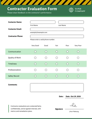 premium  Template: Evaluation Form Template