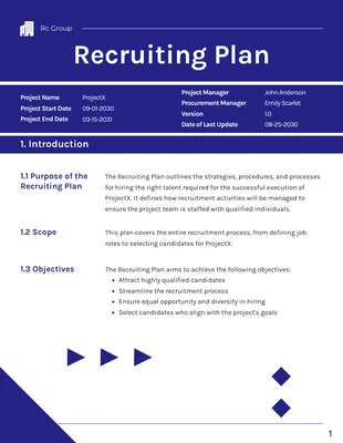 Free  Template: Clean Simple Recruiting Plan Template