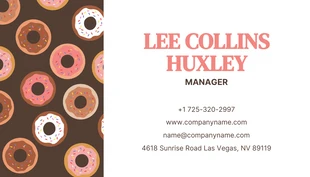 Brown And White Playful Cute Pattern Donut Store Business Card - Page 2