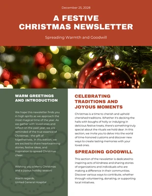 Free  Template: Red Green Festive Christmas Newsletter Template