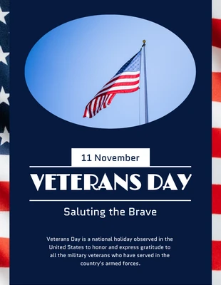 Free  Template: Blue Navy Veterans Day Poster