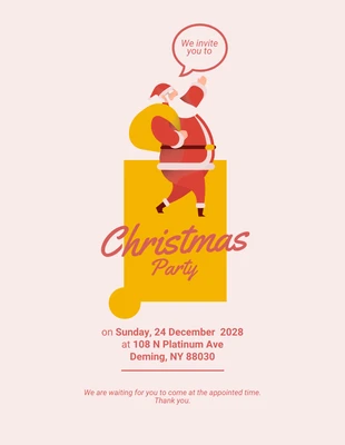 Free  Template: Simple Creamy Rose Gold Christmas Party Invitation