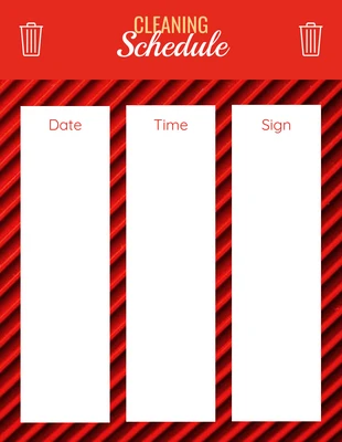 Free  Template: Red Modern Pattern Cleaning Schedule Template
