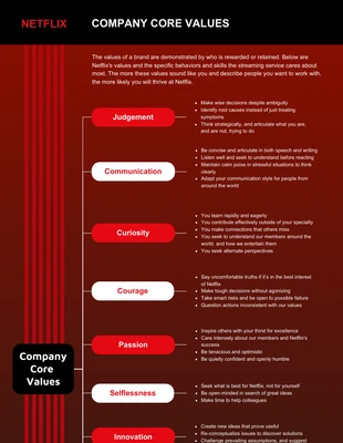 premium  Template: Netflix Culture and Core Values Mind Map Template