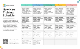 Free interactive Template: New Hire Onboarding Training Work Schedule