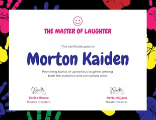 Free  Template: Black Playful Laughter Master Funny Certificate Template