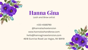 Light Yellow And Purple Modern Classic Lash Business Card - Page 2