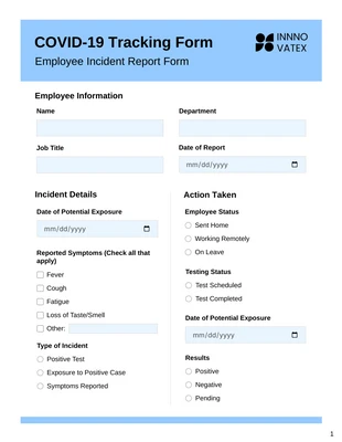 Free interactive Template: Employee COVID-19 Incident Results Report Template