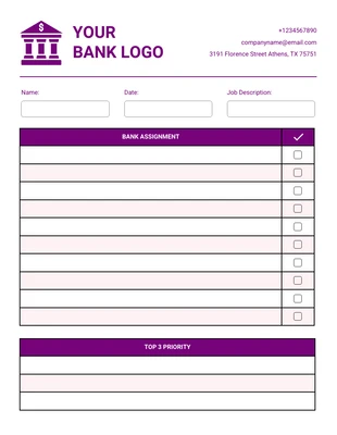 Free  Template: Modern Professional Work Bank Checklist Template