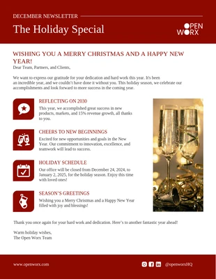 Free  Template: Red White Christmas Newsletter Template