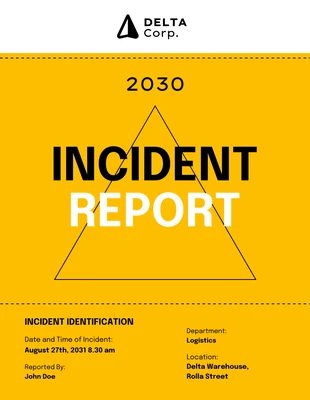 Free  Template: Yellow Black White Incident Report Template