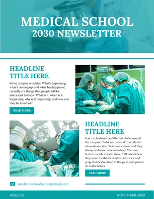 Free  Template: White Green Modern Medical School Newsletter Template