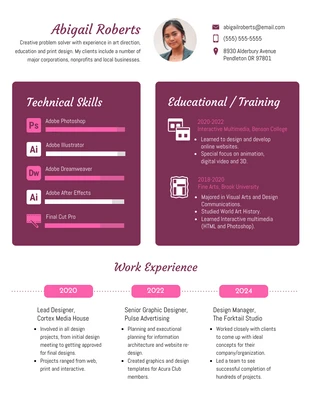 premium  Template: Creative Plum Art Director Infographic Resume Template