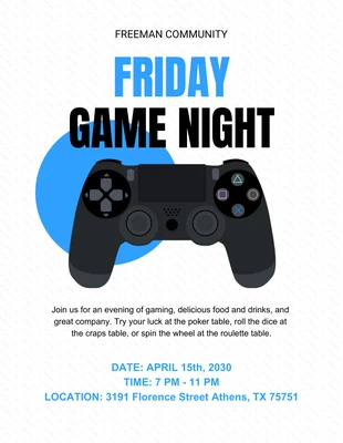 Free  Template: Friday Game Night Flyer Template