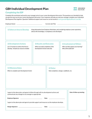 premium  Template: Healthcare Individual Development Plan Template