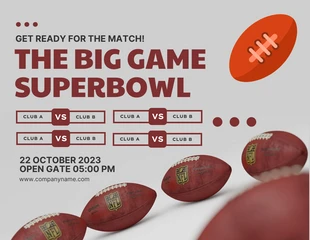 Free  Template: Light Grey Modern Big Game Superbowl Schedule Template