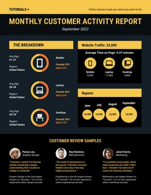 business  Template: Customer Online Activity Client Monthly Report Template