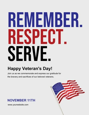 Free  Template: Blue and Red Veteran's Day Poster Campaign