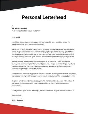 premium  Template: Black Red Minimalist Personal Letterhead