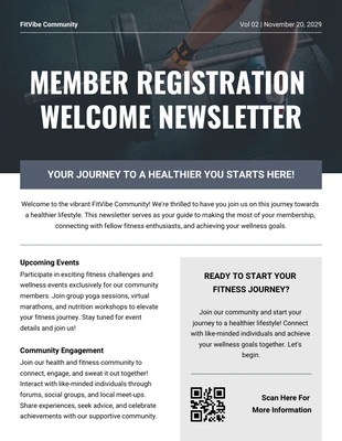 Free  Template: Member Registration Welcome Offer Newsletter Template