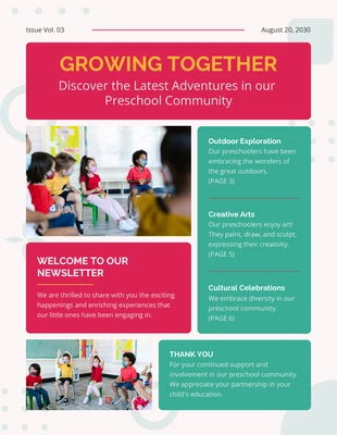 Free  Template: Colorful Creative Preschool Newsletter Template