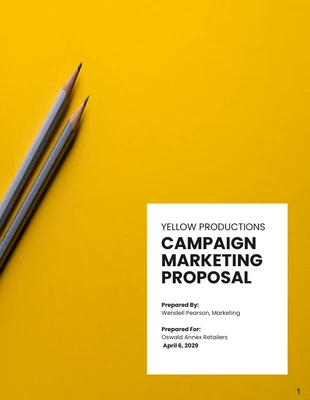 Free  Template: Yellow Color Campaign Marketing Proposal Template