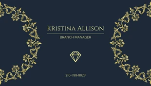 Free  Template: Simple Luxurious Jewelry Business Card