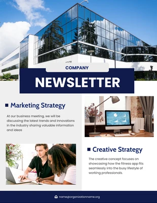 Free  Template: Blue Company Marketing Strategy Newsletters Template