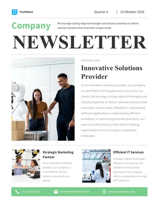 Free  Template: Simple Black Green Company Newsletter Template