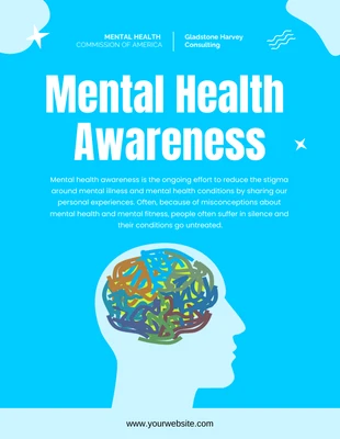 Free  Template: Light Blue Mental Health Awareness Poster Campaign