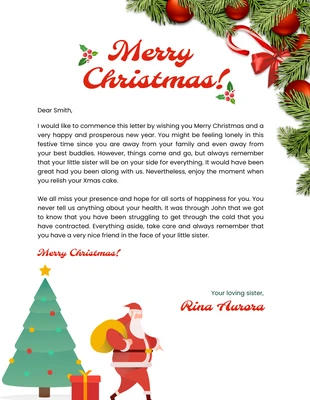 Free  Template: White Modern Illustration Merry Christmas Letterhead Template