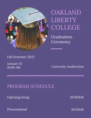 Free  Template: Purple Graduation Event Program Template