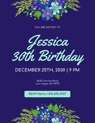 Free  Template: Light Green 30th BirthdayInvitations