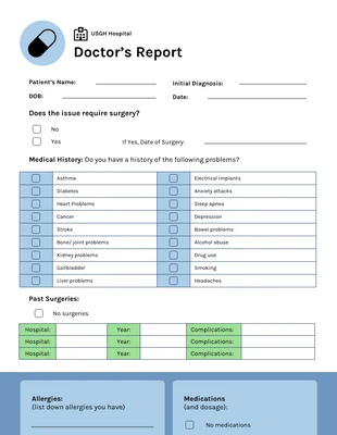 Free interactive Template: Doctors Report Template