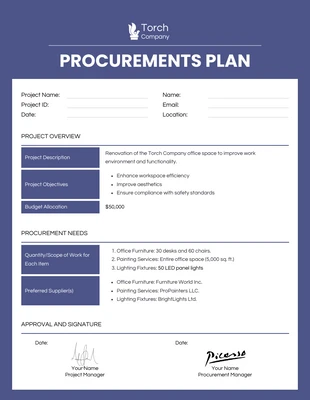 premium  Template: White Procurements Plan Template