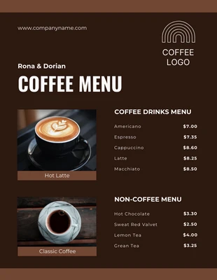 premium  Template: Dark Brown Modern Photo Collage Coffee Shop Menu