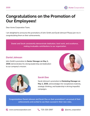 Free  Template: Congratulatory Promotion Announcement Email Newsletter Template