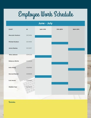 Free  Template: Blue Photo Work Schedule