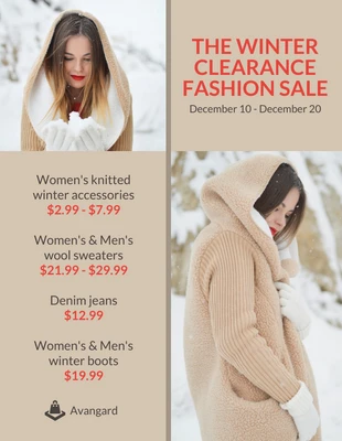 Free  Template: Vanilla Winter Fashion Sale Flyer Template