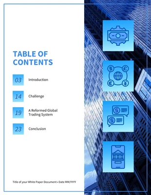 business  Template: Trading System White Paper Format Table of Contents Template