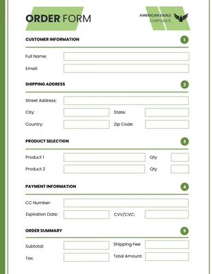 premium  Template: Order Ecommerce Form Template