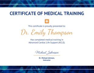 Free  Template: Sample Medical Training Certificate format Template