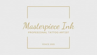 Free  Template: Grey And Gold Aesthetic Minimalist Tattoo Business Card