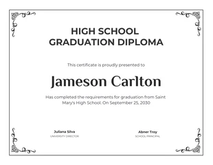 Free  Template: Classic Ornament High School Certificate Template