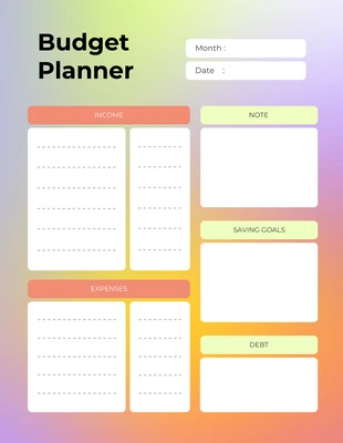 Free  Template: Colorful Gradient Finance Budget Planner Template