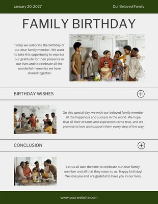 Free  Template: Dark Green Birthday Newsletter Template