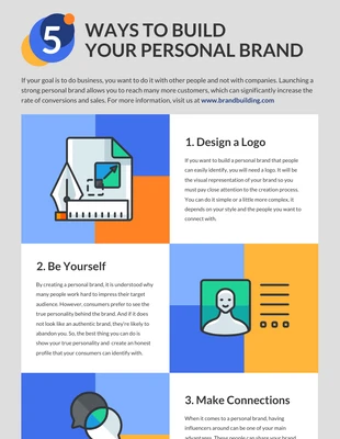 business  Template: 5 Ways to Build Your Personal Brand Infographic Template