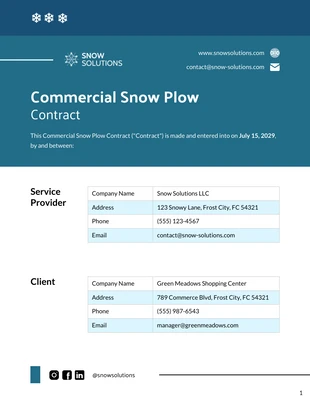 Free  Template: Commercial Snow Plow Contract Template