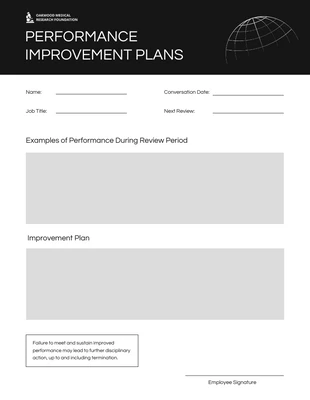 Free  Template: Monochrome Performance Improvement Plan Template